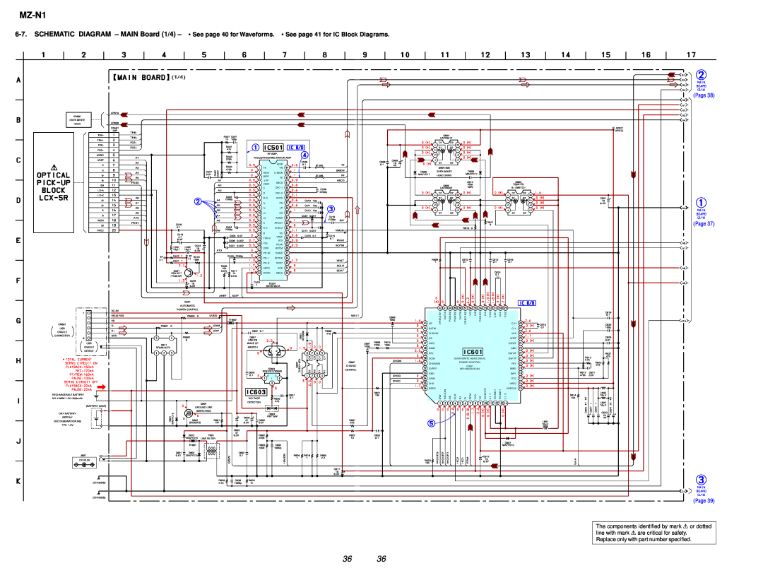 Sony MZ-N1 service manual SCHEMATIC DIAGRAM - MAIN Board 1/4, See page 41 for IC Block Diagrams 