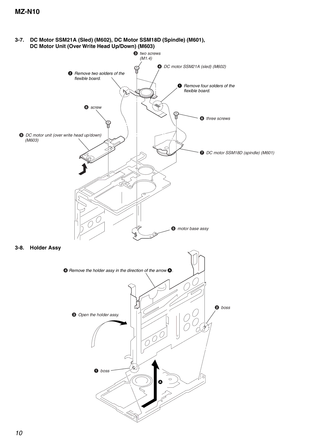 Sony MZ-N10 service manual Holder Assy 