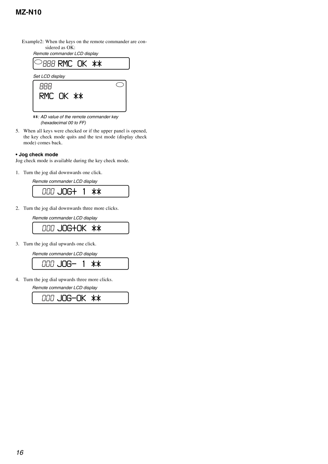 Sony MZ-N10 service manual Rmc Ok, 000 JOG+OK, Jog-Ok 