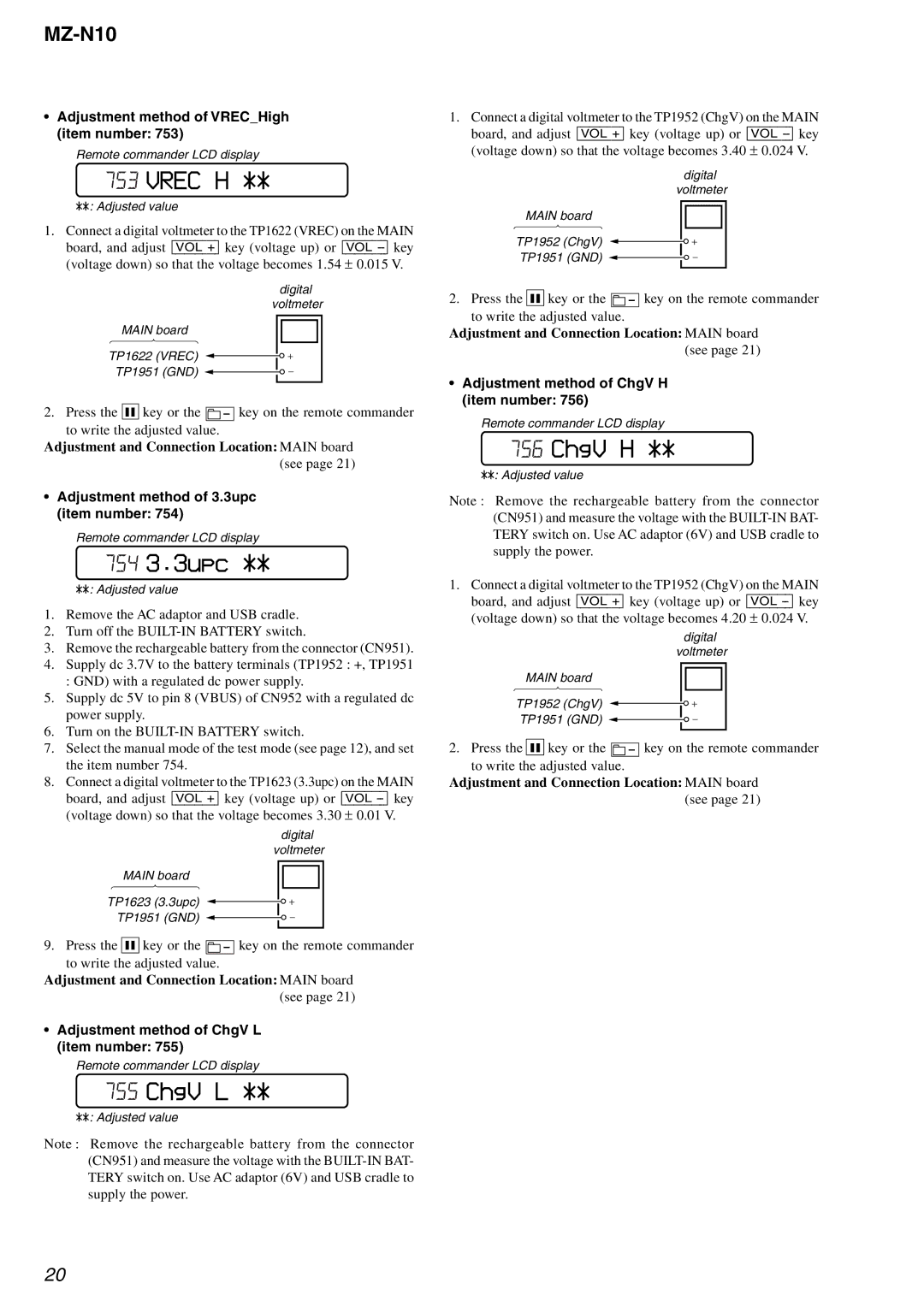 Sony MZ-N10 service manual Vrec H, 754 3.3upc, ChgV L, ChgV H 