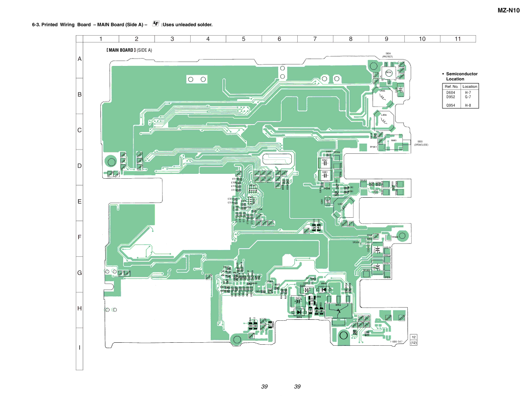 Sony MZ-N10 service manual Printed Wiring Board Main Board Side a Uses unleaded solder, Semiconductor Location 