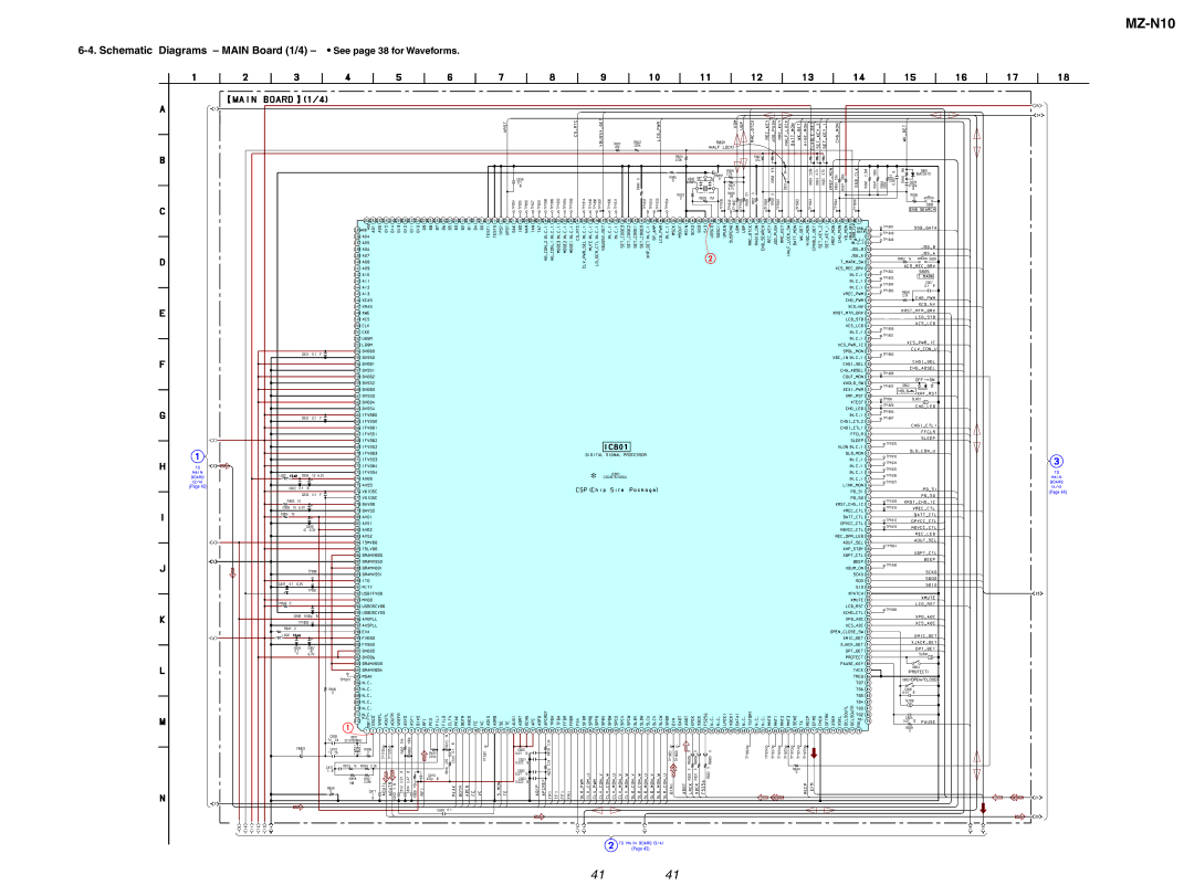 Sony MZ-N10 service manual Schematic Diagrams Main Board 1/4 See page 38 for Waveforms 