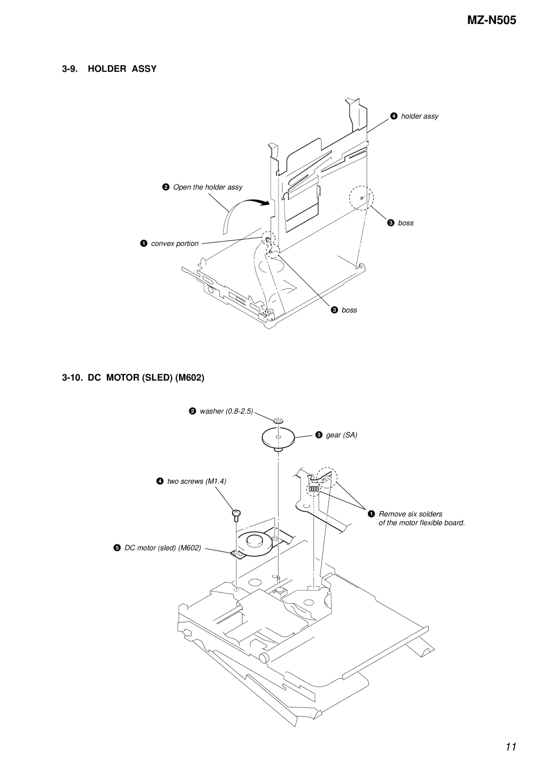 Sony MZ-N505 service manual Holder Assy 