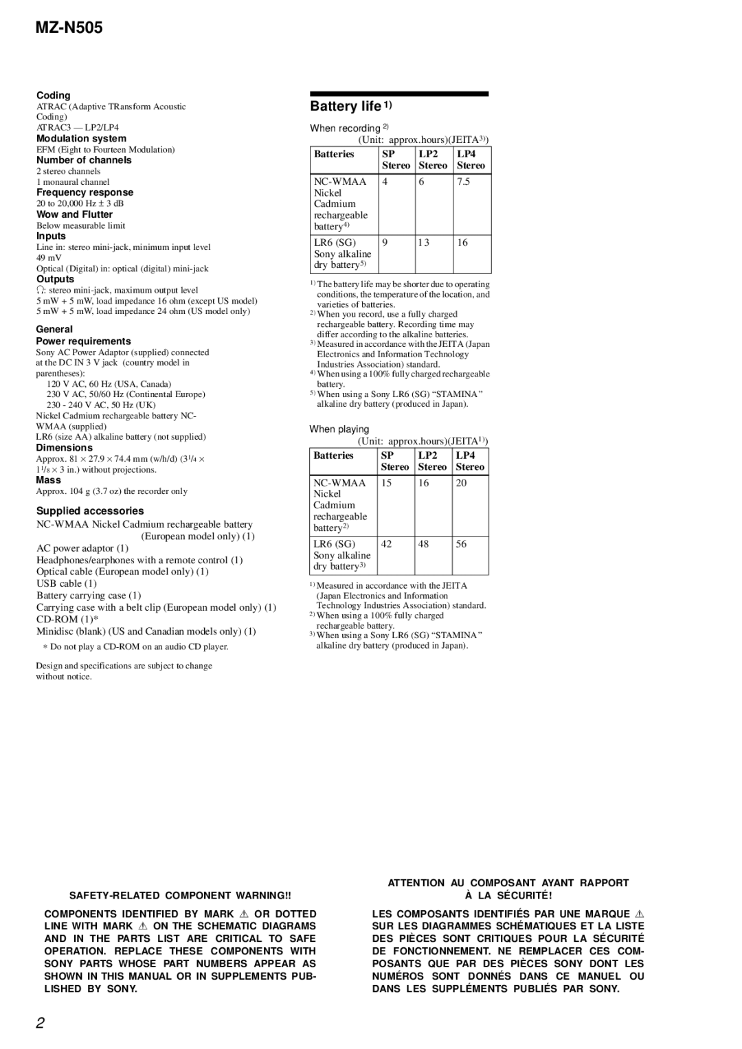 Sony MZ-N505 service manual 