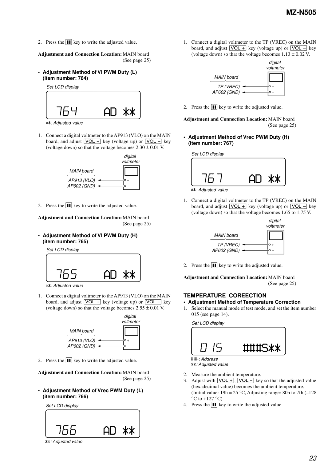 Sony MZ-N505 service manual 764 AD, 765 AD, 766 AD, 767 AD, 015 ###S 