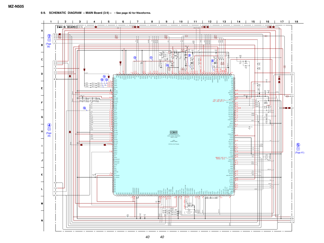 Sony MZ-N505 service manual Schematic Diagram Main Board 3/4 See page 42 for Waveforms 