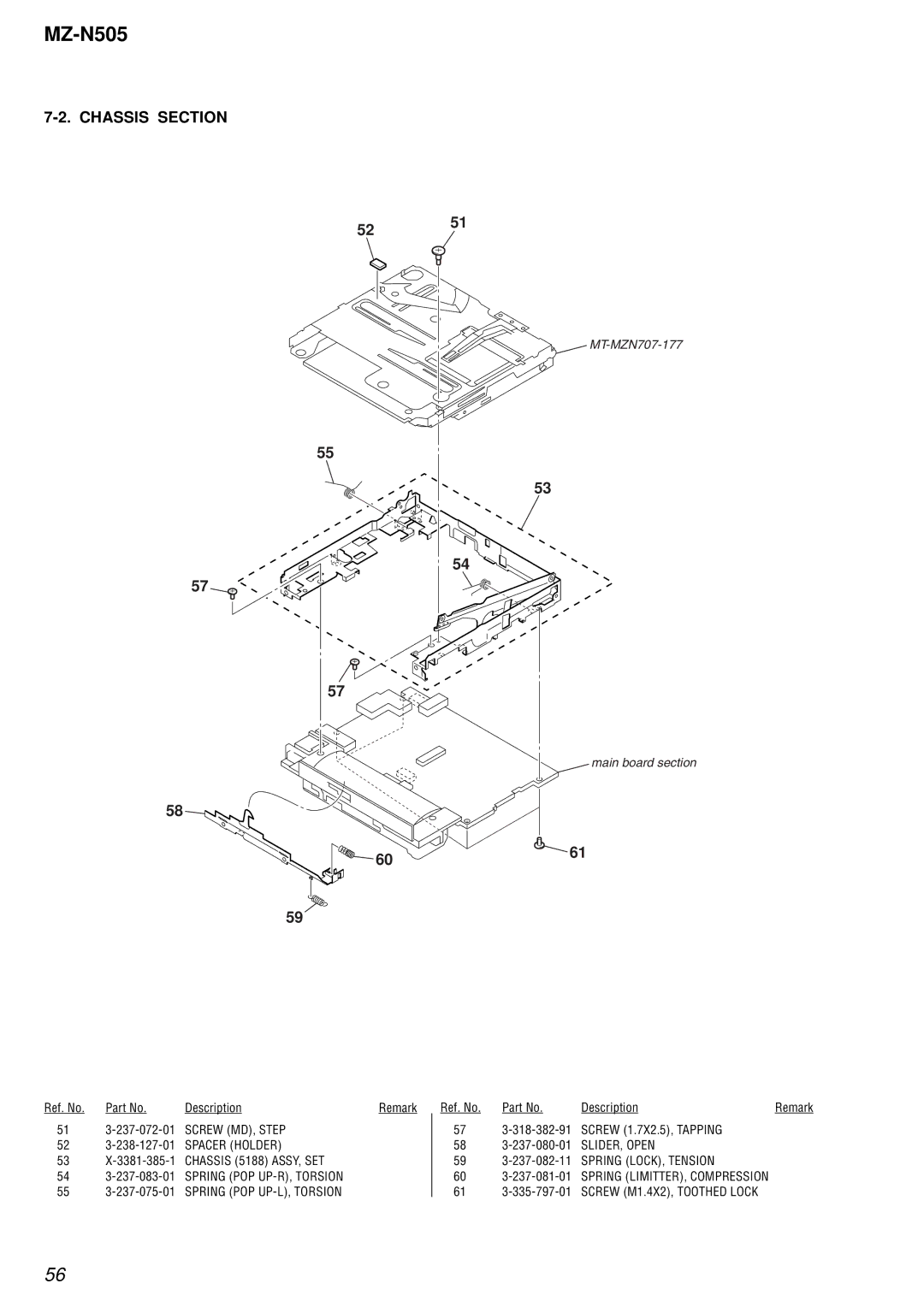 Sony MZ-N505 service manual Chassis Section, 5251 