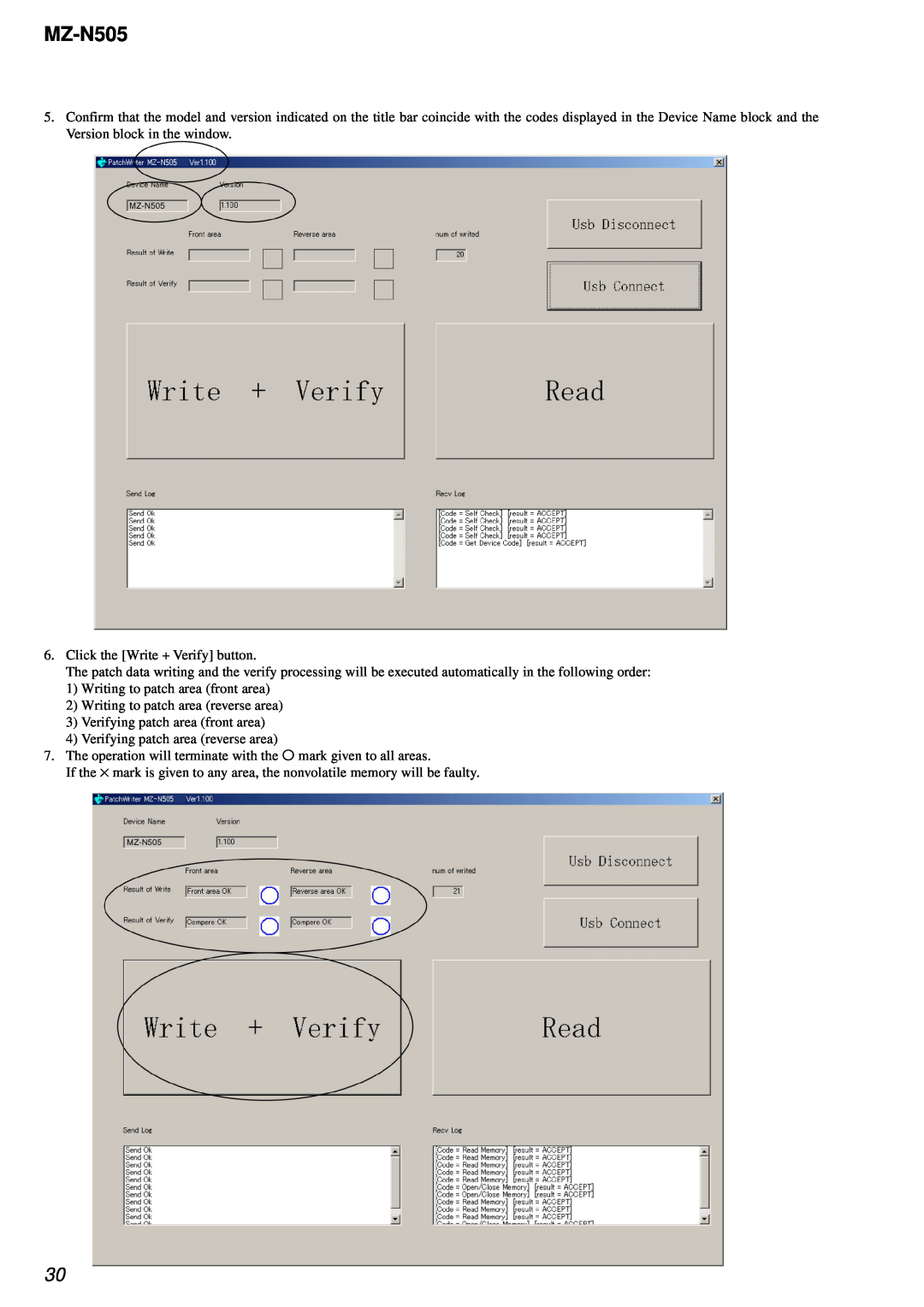 Sony MZ-N505 service manual Click the Write + Verify button 
