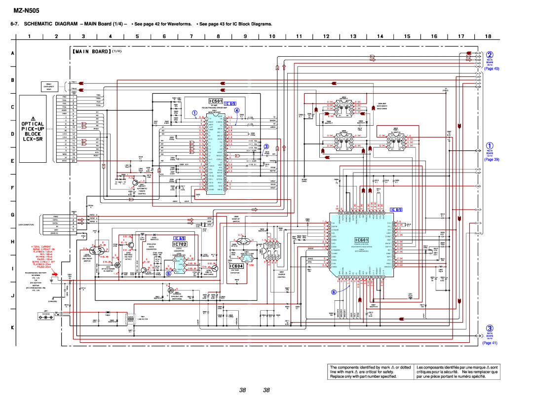 Sony MZ-N505 Page, The components identified by mark 0or dotted, Les composants identifiés par une marque 0sont 