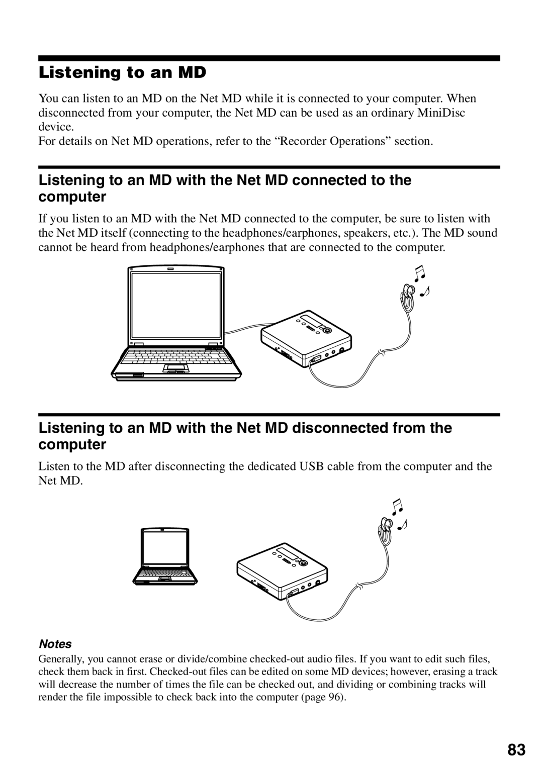 Sony MZ-N510 operating instructions Listening to an MD 