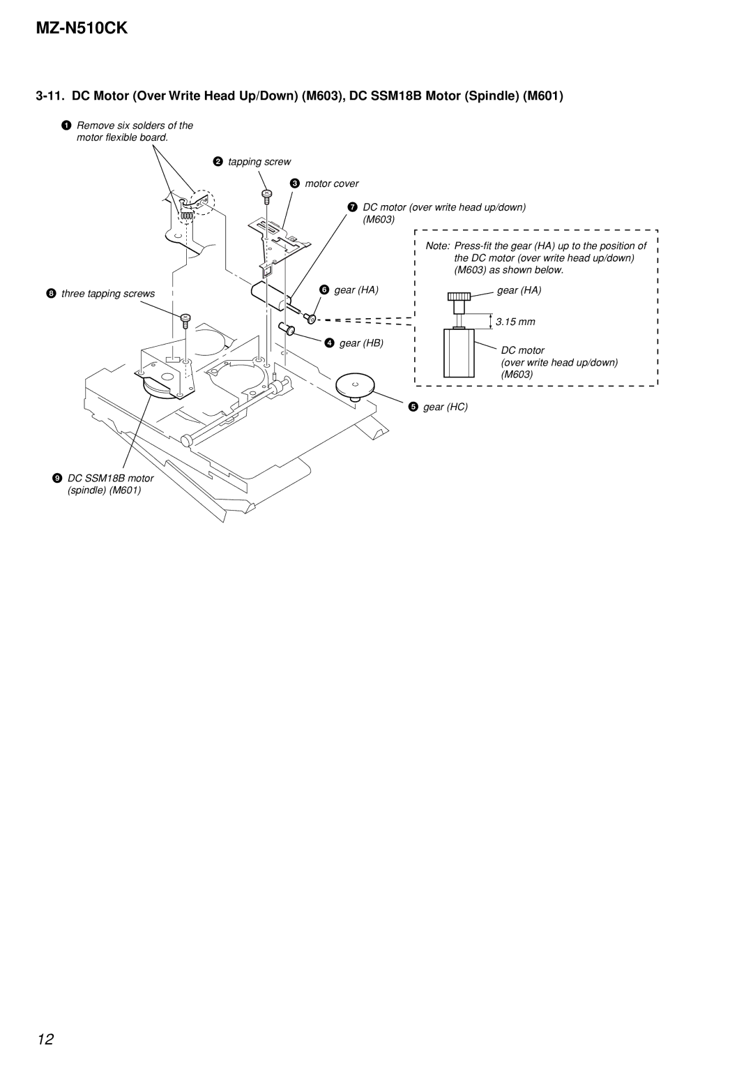 Sony MZ-N510CK service manual Gear HA 