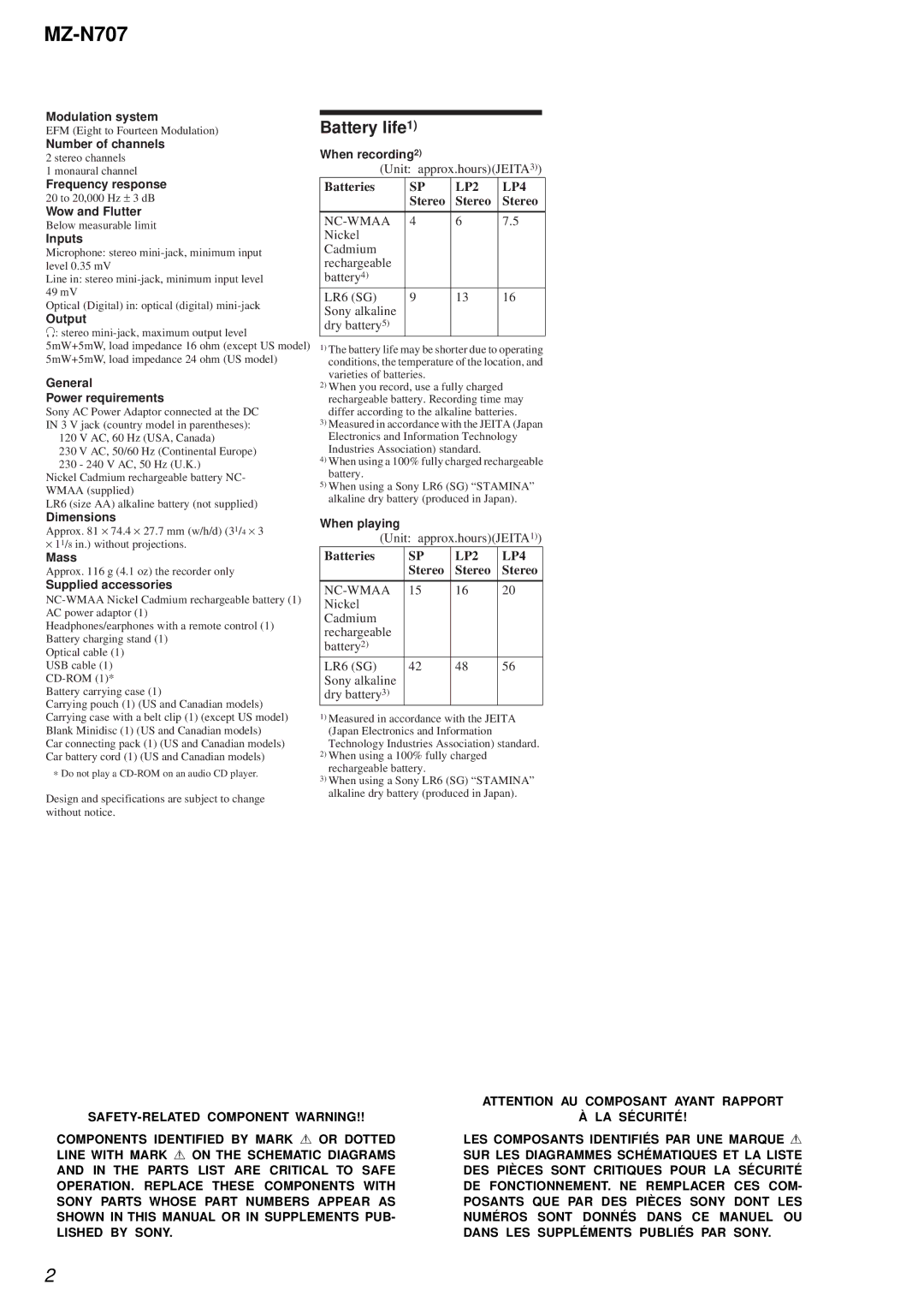 Sony MZ-N707 service manual 