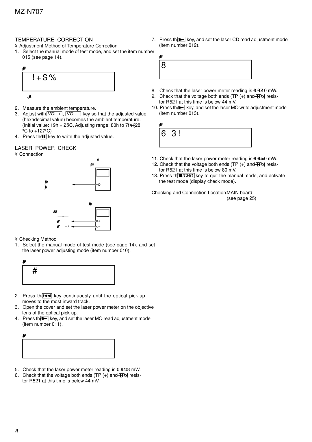 Sony MZ-N707 service manual T T m p * * 0, S e r, E f P w, I t P w 