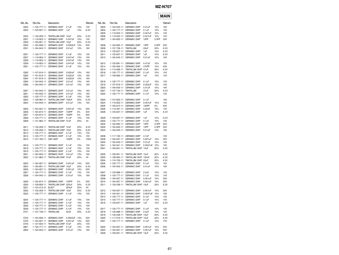 Sony MZ-N707 service manual Main 