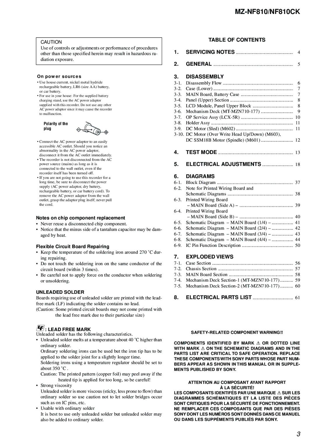 Sony MZ-NF810 service manual Flexible Circuit Board Repairing, On power sources 