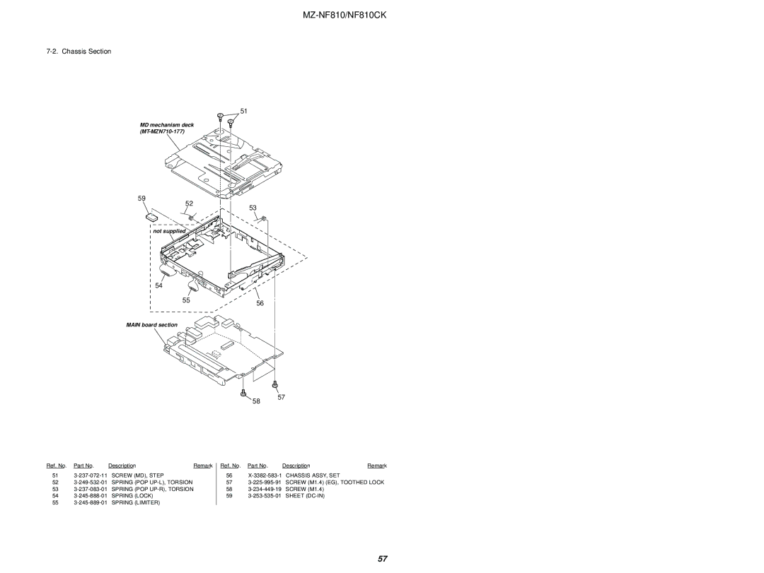 Sony MZ-NF810 service manual Chassis Section 