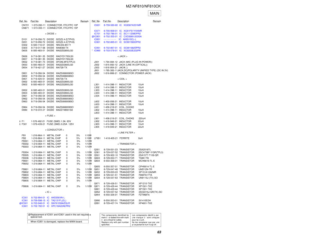 Sony MZ-NF810 service manual XC61FS1YXXMR 