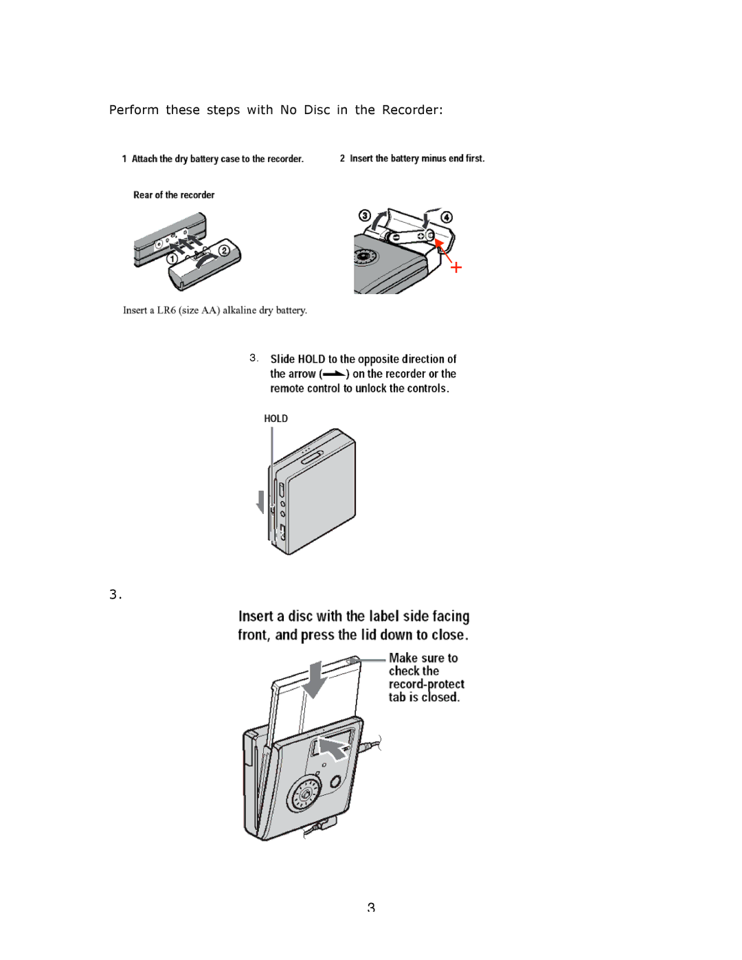 Sony MZ-NH900 manual Perform these steps with No Disc in the Recorder 