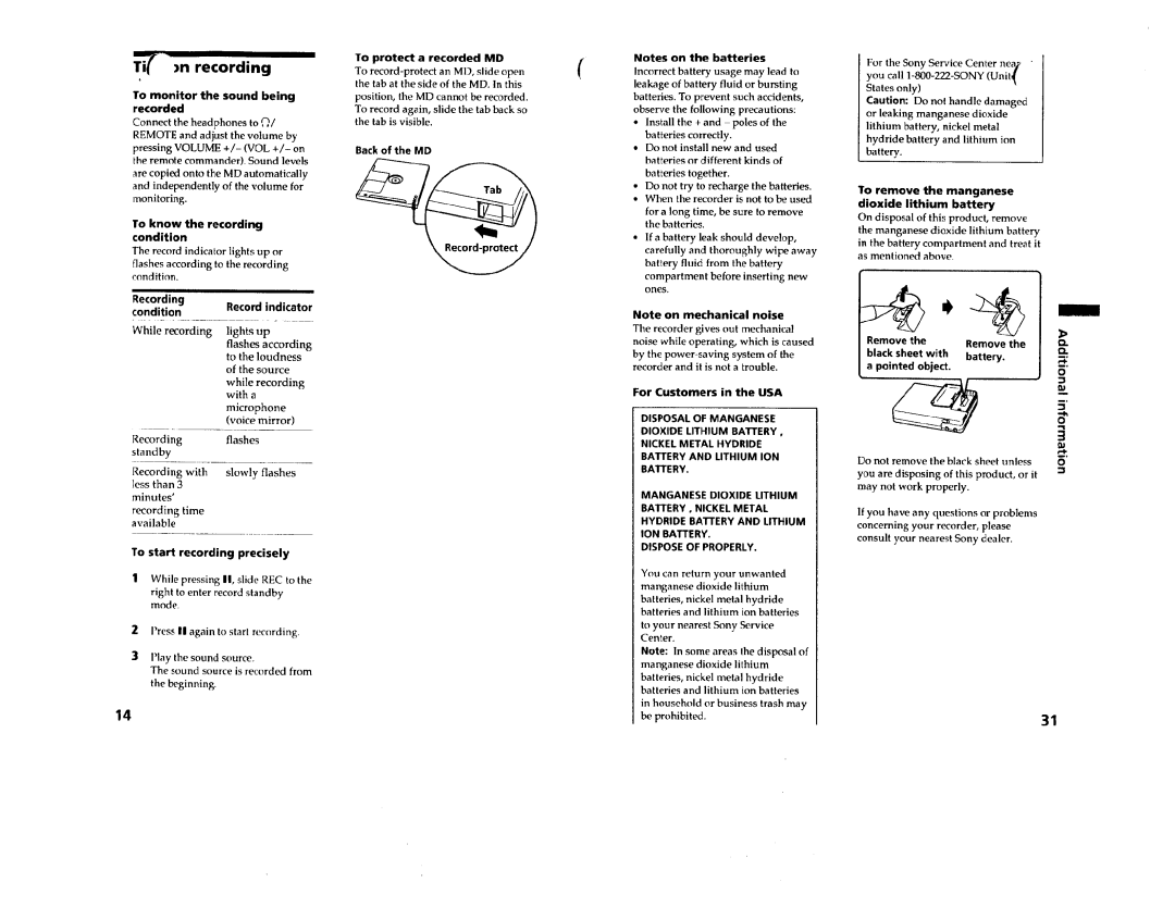 Sony MZ-R3 manual 