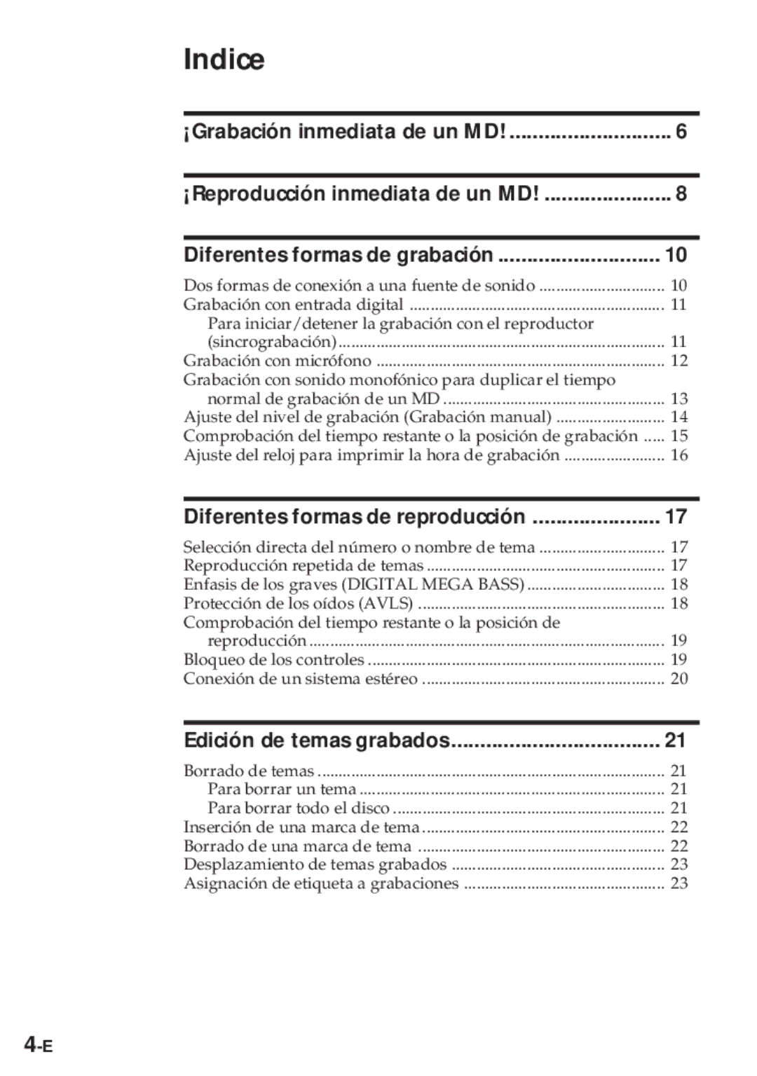 Sony MZ-R30 operating instructions Diferentes formas de reproducción, Edición de temas grabados 