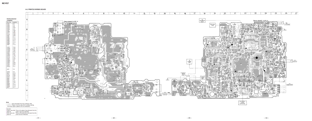 Sony MZ-R37 specifications Printed Wiring Board, Semiconductor Location 