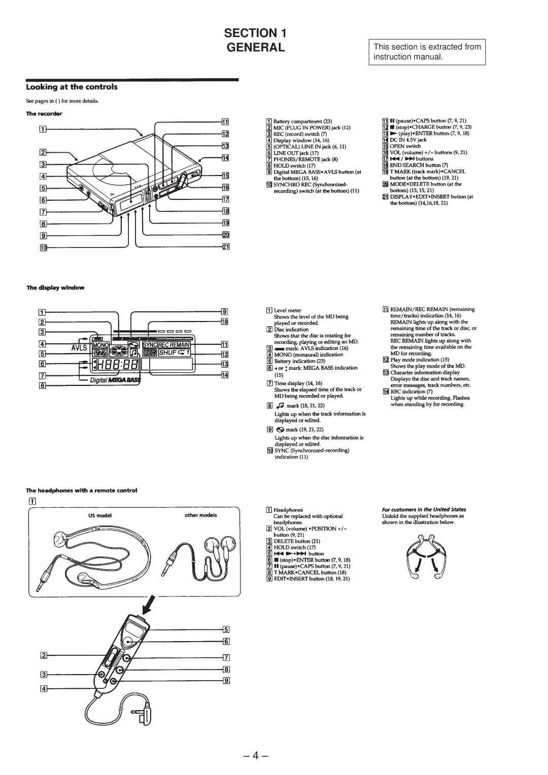 Sony MZ-R37 specifications General 