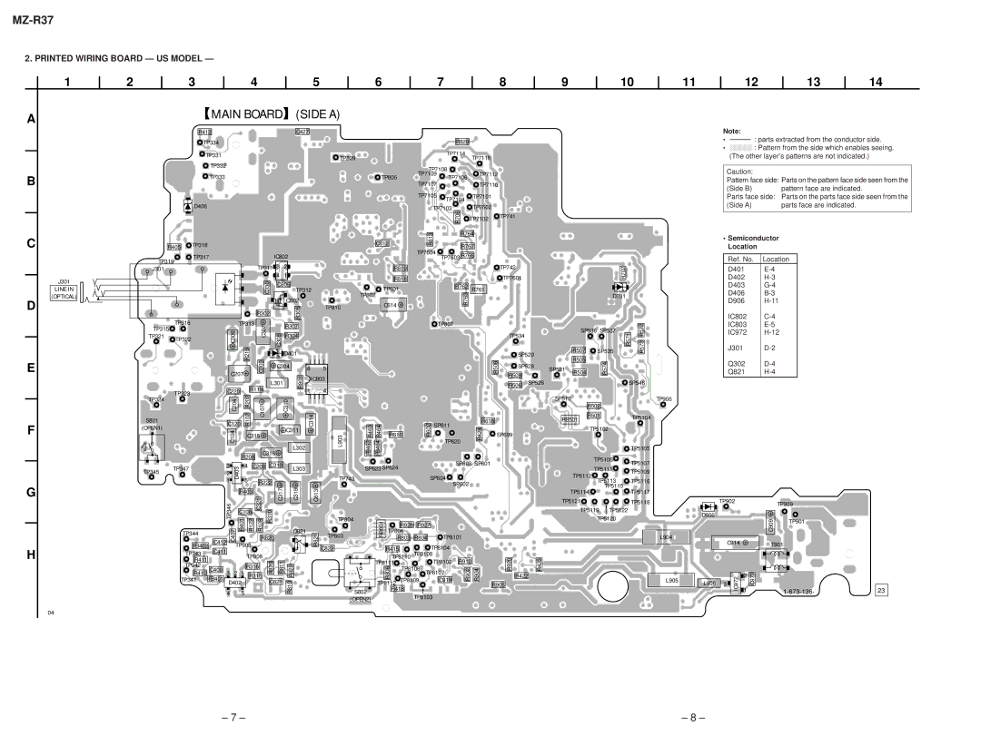 Sony MZ-R37 specifications Printed Wiring Board US Model 