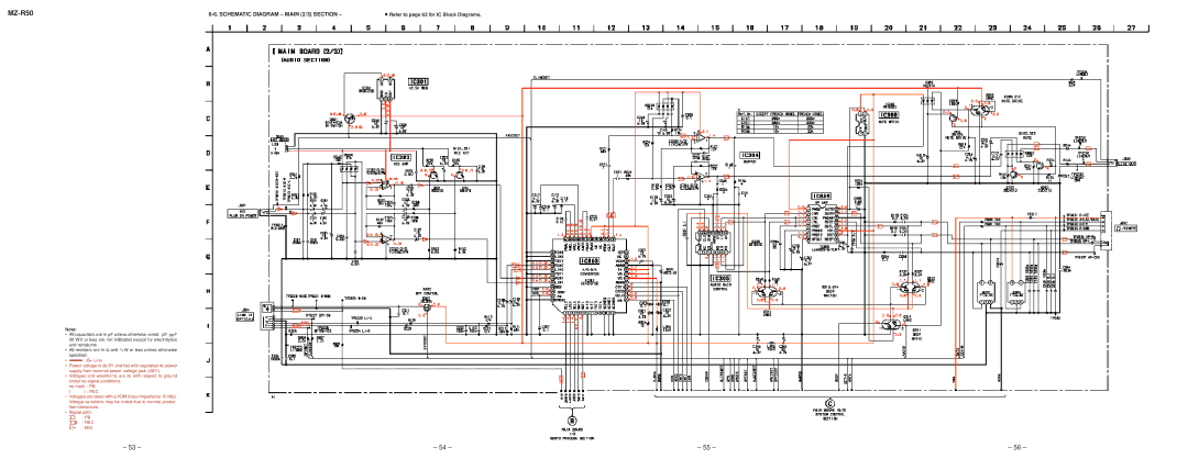 Sony MZ-R50 service manual Schematic Diagram Main 2/3 Section, Refer to page 62 for IC Block Diagrams 