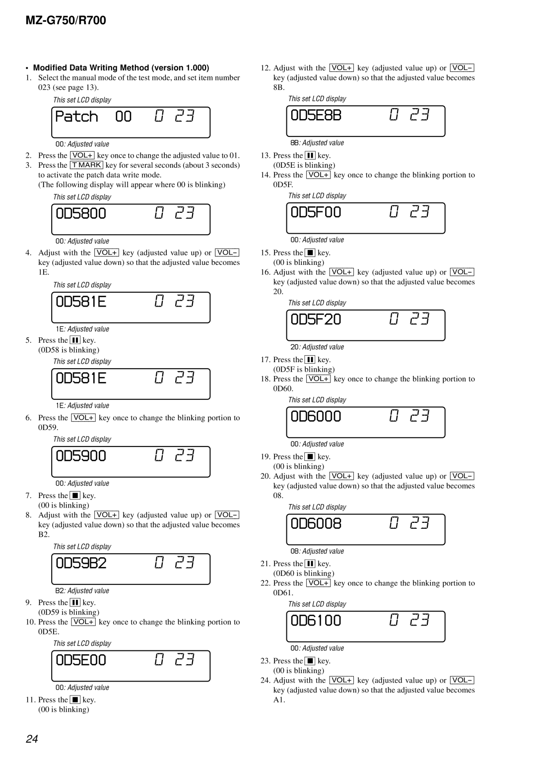 Sony MZ-R700 service manual Patch 00 0, 0D581E, 0D5900, 0D59B2, 0D5E00, 0D5E8B, 0D5F00, 0D5F20, 0D6000, 0D6008, 0D6100 