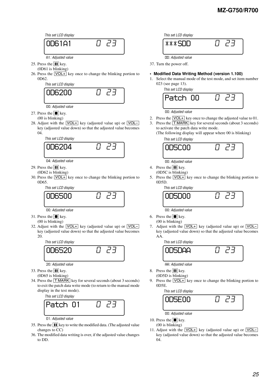 Sony MZ-R700 service manual 0D6200, 0D6204, 0D6500, 0D6520, Patch, 0D5D00 