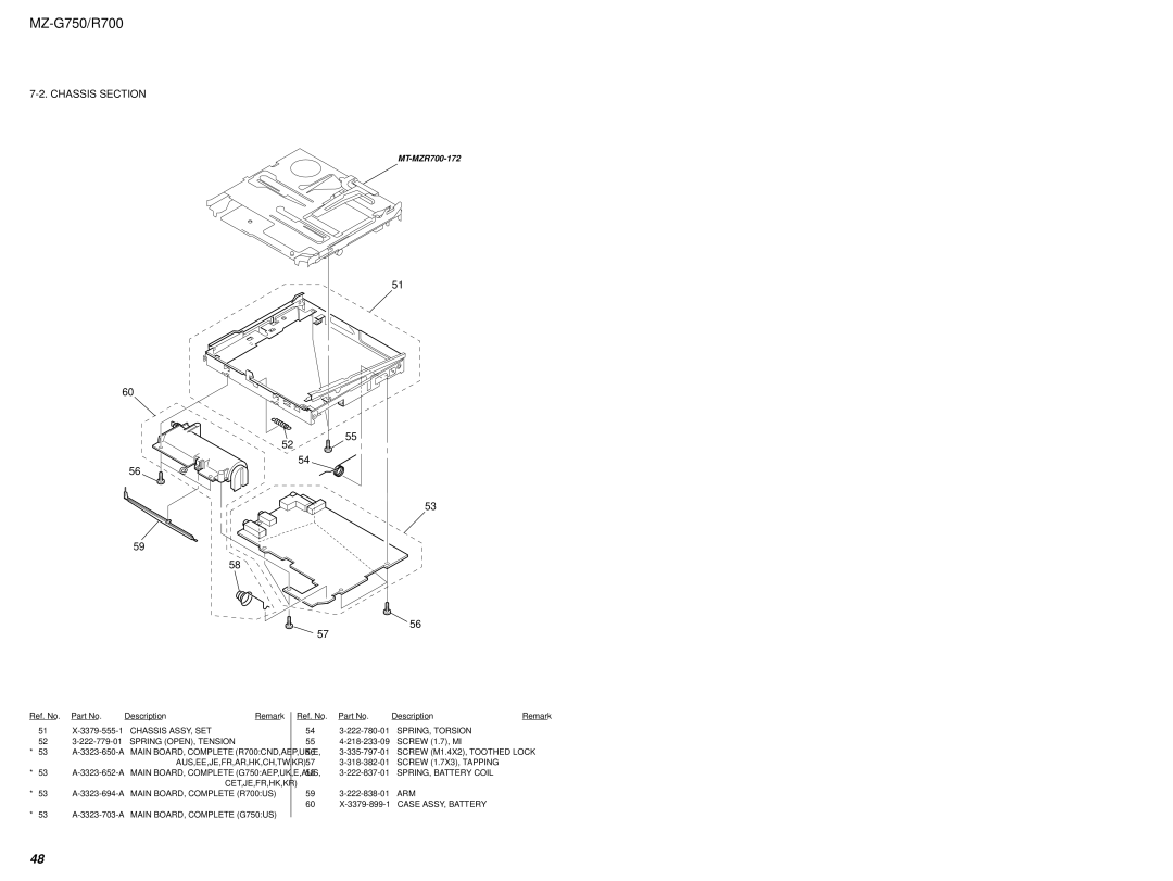 Sony MZ-R700 service manual Chassis Section, 56 @ 