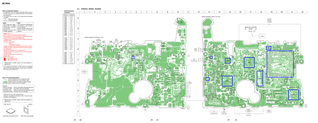 Sony MZ-R900 service manual Printed Wiring Boards, Semiconductor Location 