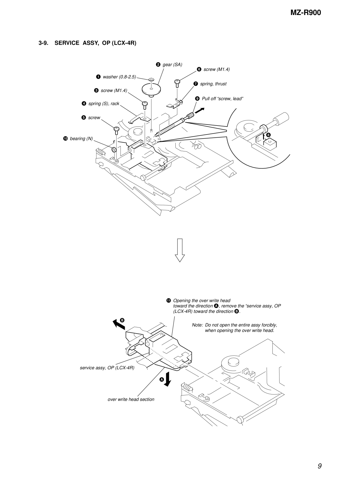 Sony MZ-R900 service manual Service ASSY, OP LCX-4R 