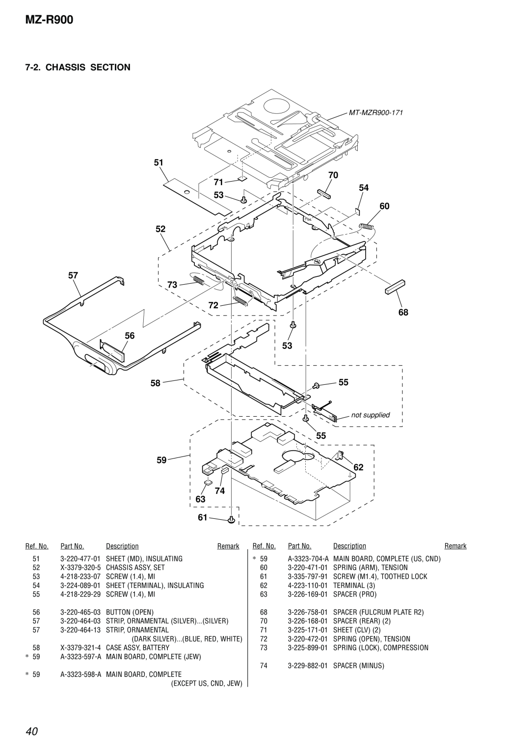 Sony MZ-R900 service manual Chassis Section 
