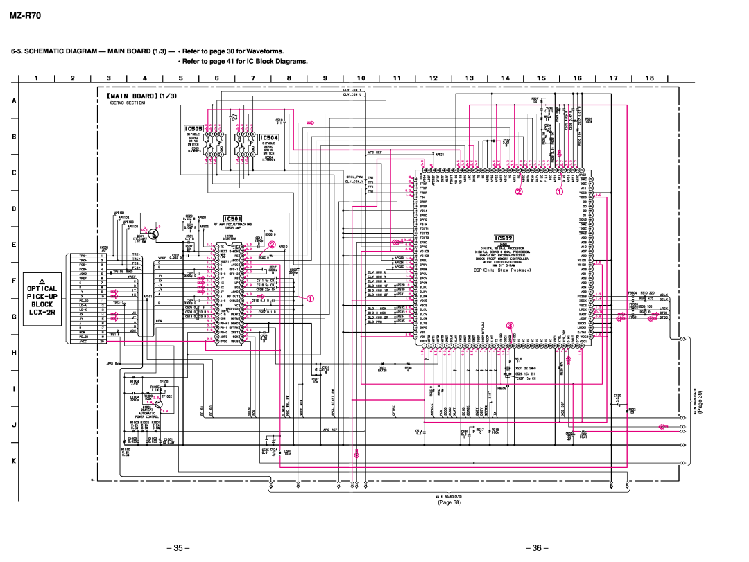 Sony MZ-R90/R91, MT-MZR70-165 service manual MZ-R70, Refer to page 41 for IC Block Diagrams 