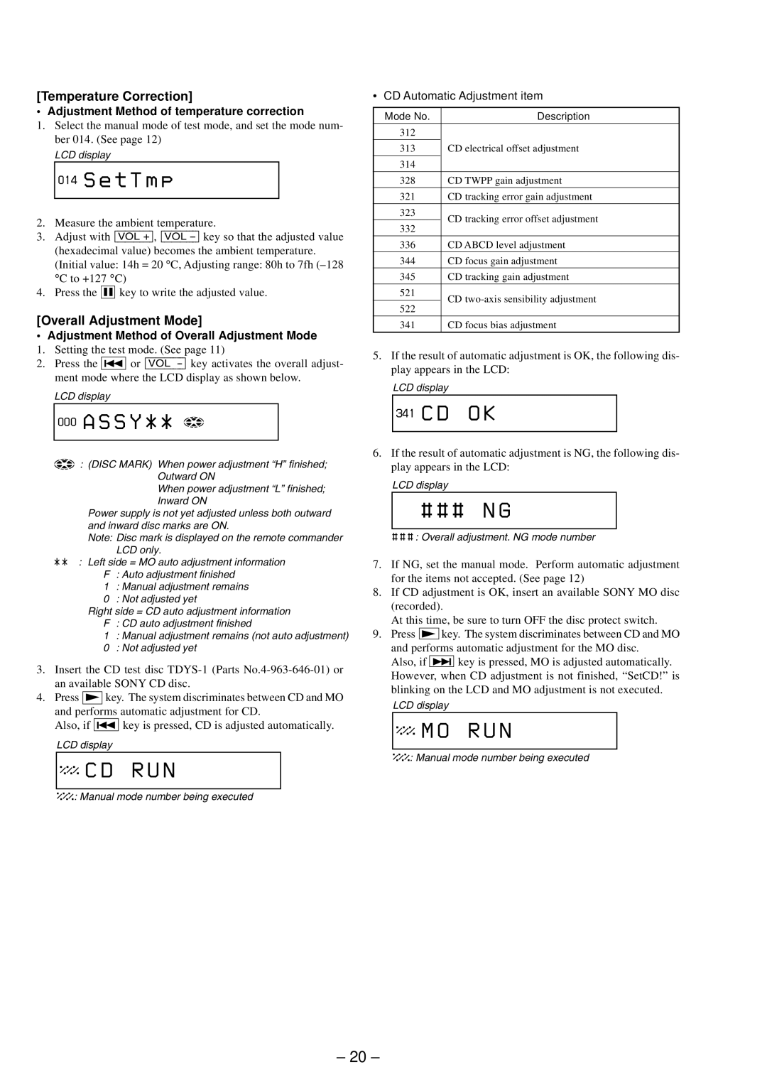 Sony MZ-R91 service manual E t T m p, S S Y, D R U N, D O K, # # # N G, O R U N 