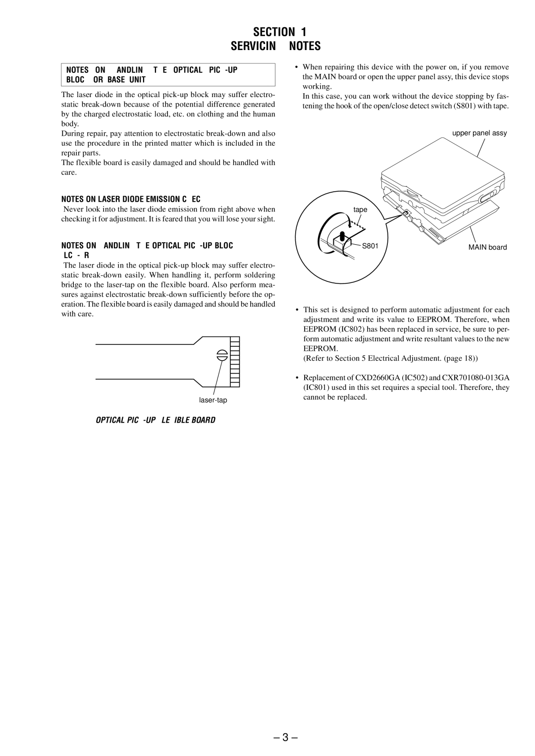 Sony MZ-R91 service manual Section Servicing Notes, Eeprom 