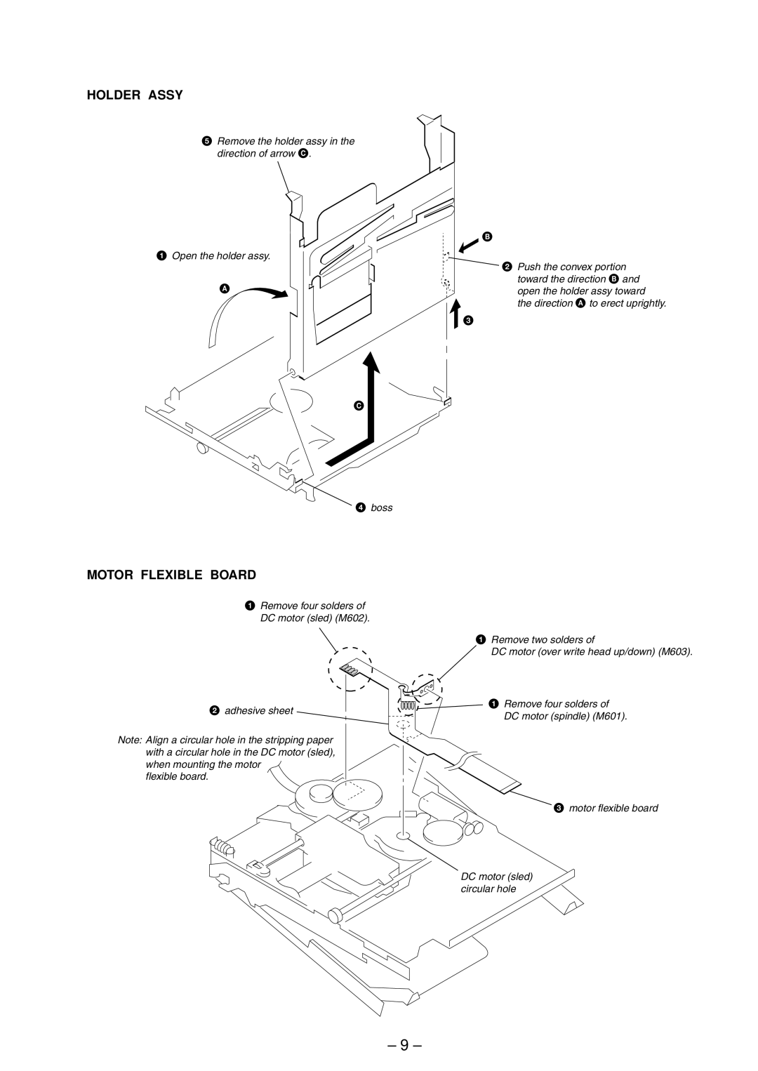 Sony MZ-R91 service manual Holder Assy, Motor Flexible Board 