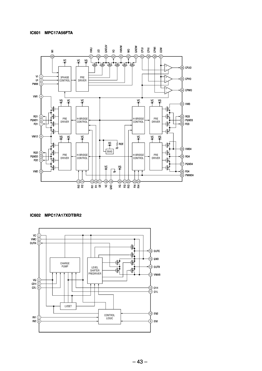 Sony MZ-R91 service manual IC601, MPC17A56FTA, IC602, MPC17A17XDTBR2 