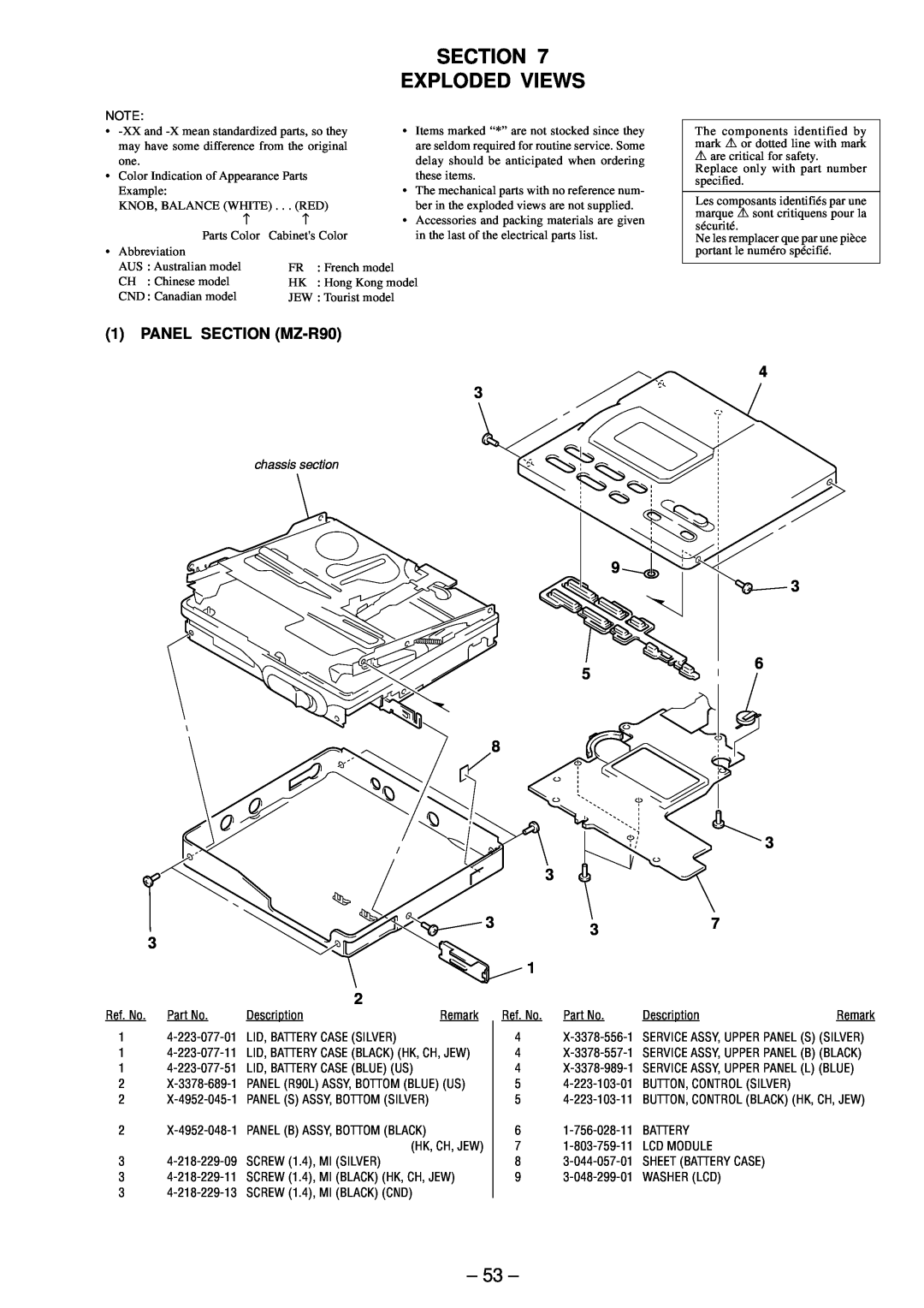 Sony MZ-R91 service manual Section Exploded Views 