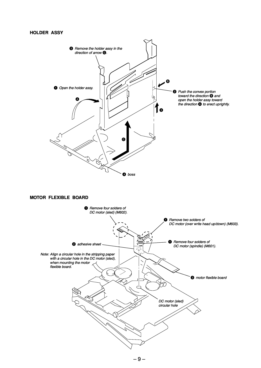 Sony MZ-R91 service manual Holder Assy, Motor Flexible Board 