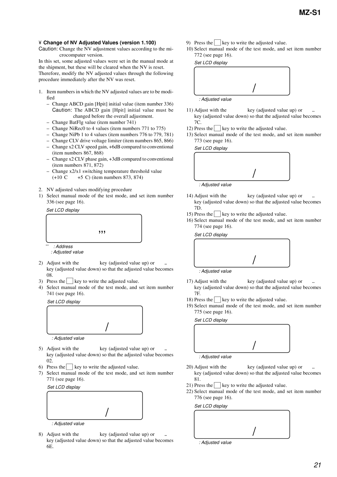 Sony MZ-S1 service manual 336 ###S, 741 AD, 771 AD, 772 AD, 773 AD, 774 AD, 775 AD, 776 AD 