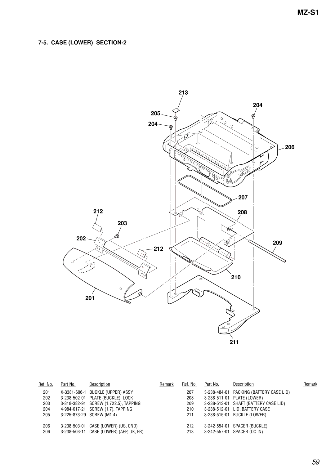 Sony MZ-S1 service manual 213 204 205 206 207 212 208 203 202 209 210 201 211 