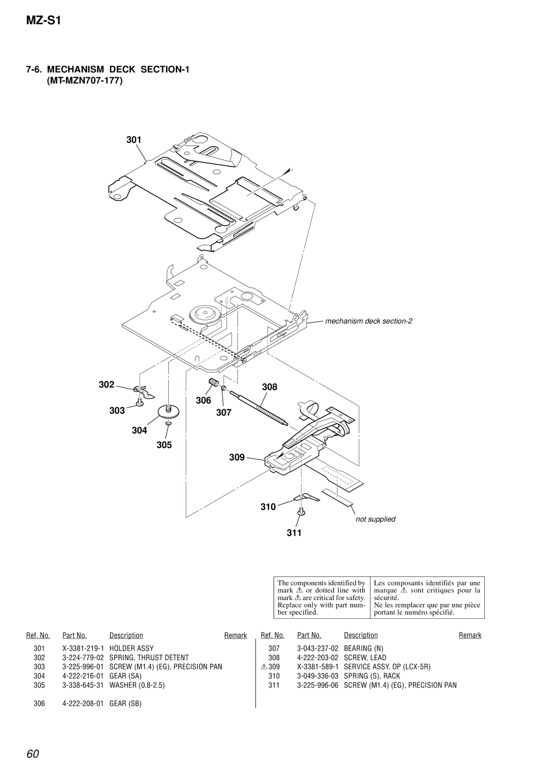 Sony MZ-S1 service manual 301, 302 308 306 303307 304 305 309 310, 311 