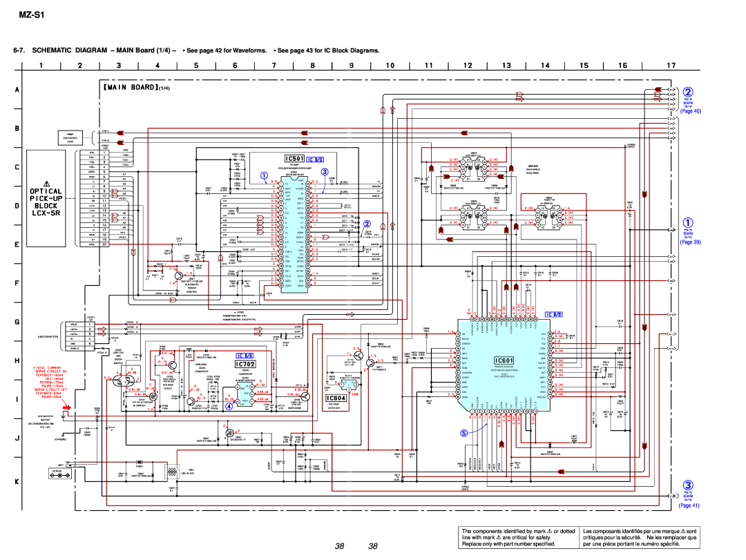 Sony MZ-S1 service manual The components identified by mark 0or dotted, line with mark 0are critical for safety, Page 