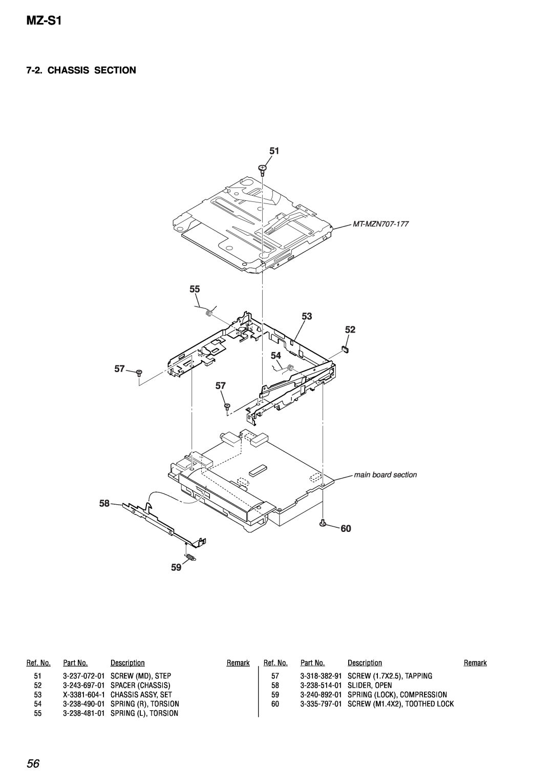 Sony MZ-S1 service manual Chassis Section 
