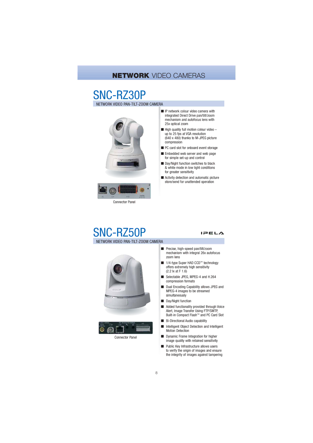 Sony Network Video Monitoring manual Network Video PAN-TILT-ZOOM Camera, 25x optical zoom, For greater sensitivity 