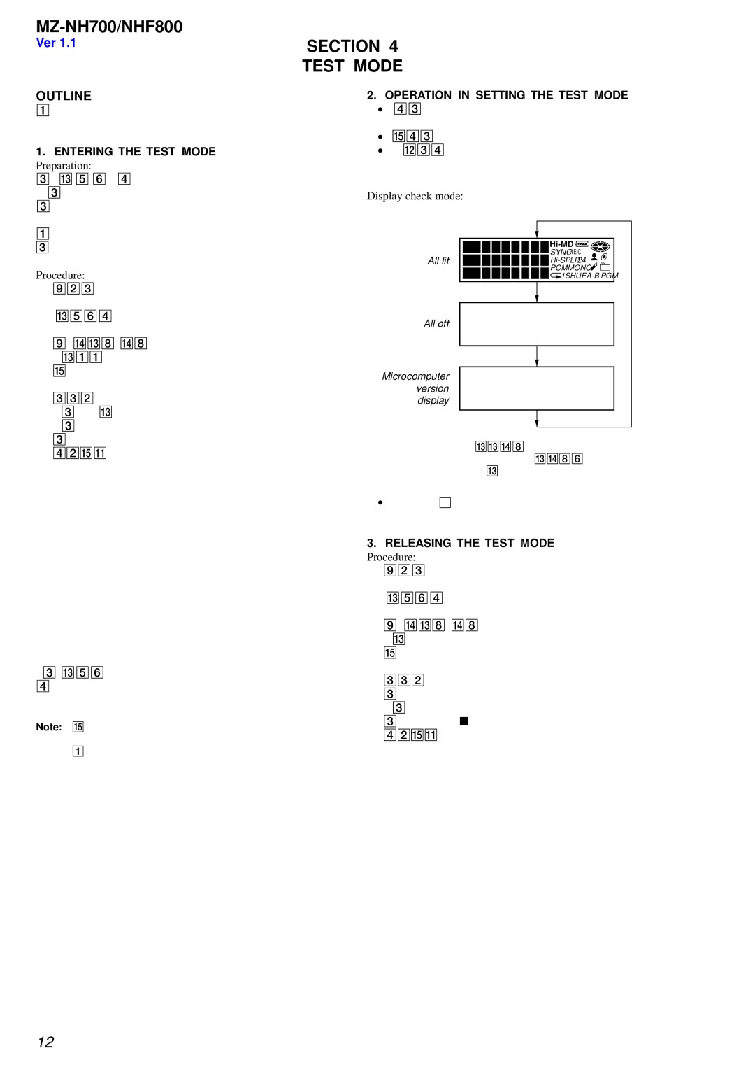 Sony NHF800 service manual Test Mode, 00# Ver, Outline 