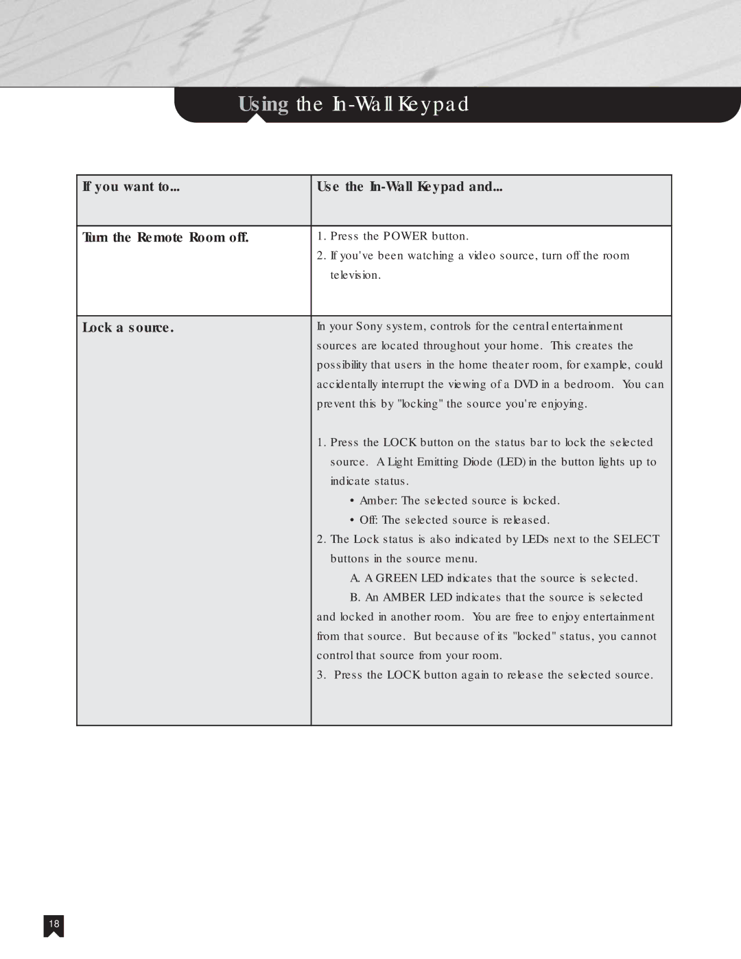 Sony NHS-1000 operating instructions Lock a source 