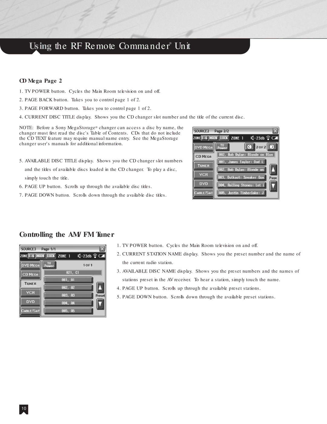 Sony NHS-2000 manual Controlling the AM/FM Tuner 